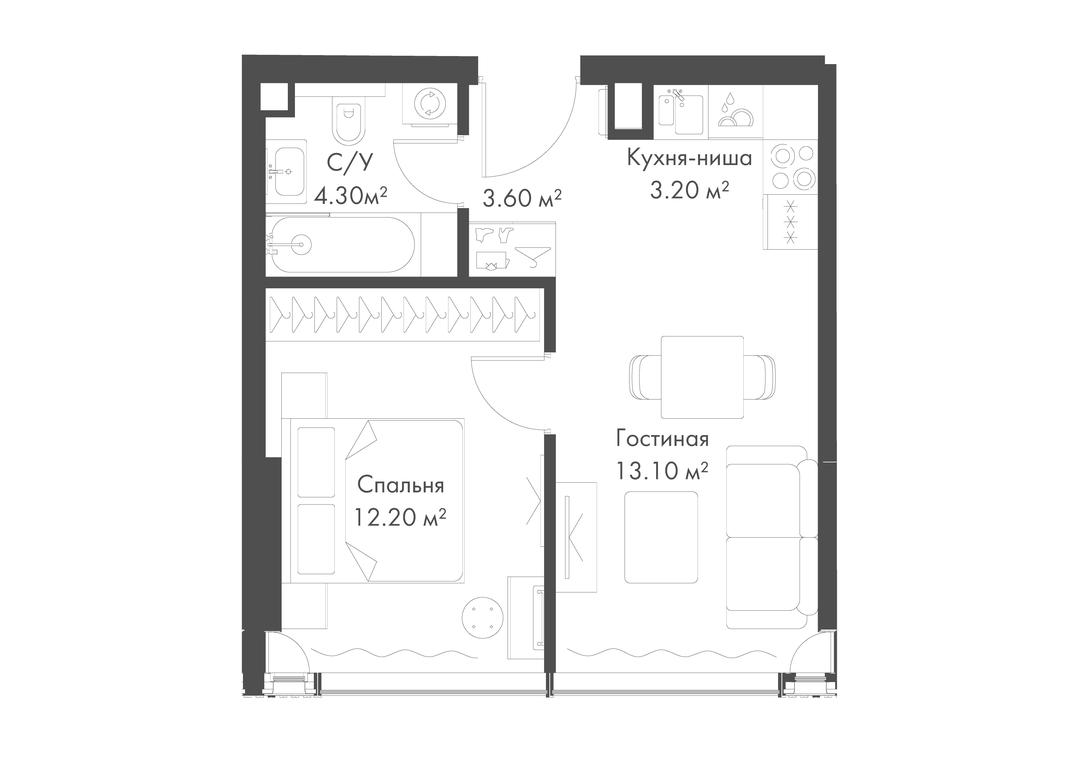 1-BD Apartment Sale, 36.4 sq. m. at Slava, Leningradskiy Avenue, 8с10, Moscow, Russia #1