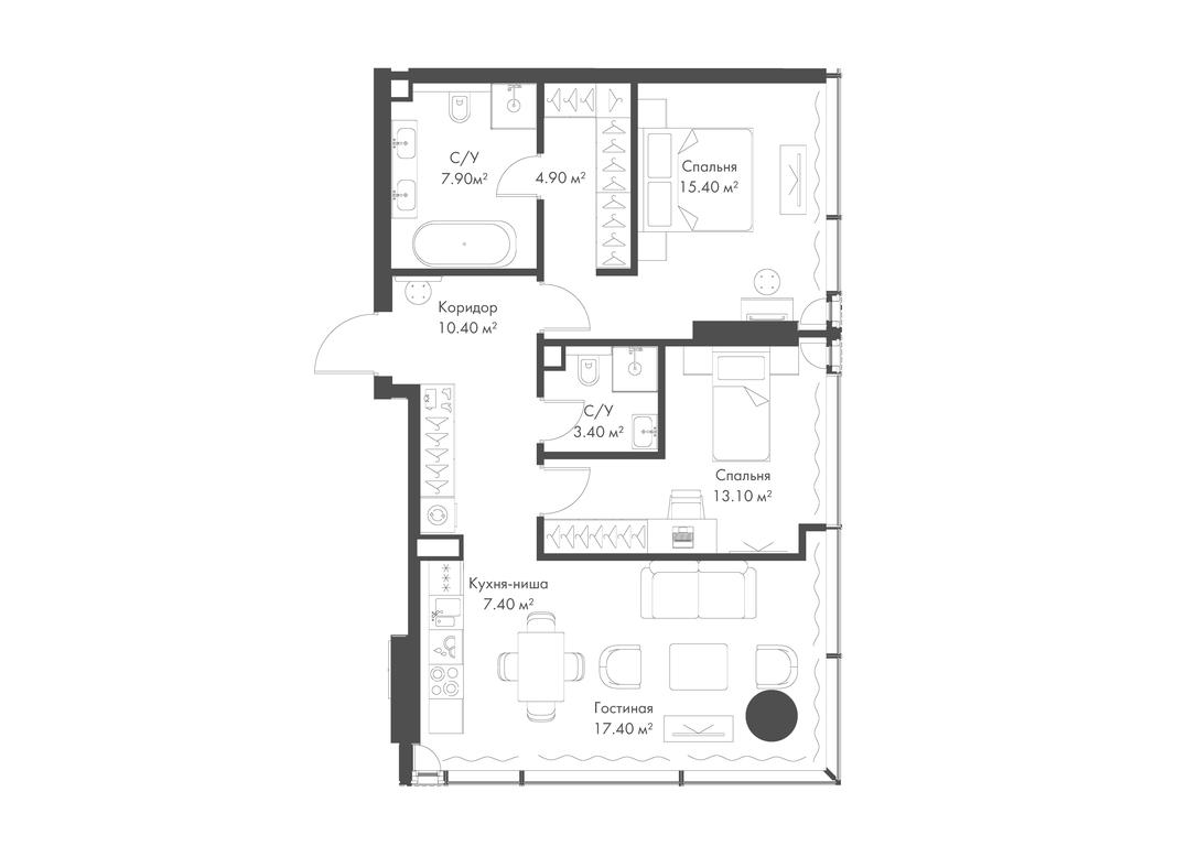 2-BD Apartment Sale, 79.9 sq. m. at Slava, Leningradskiy Avenue, 8с10, Moscow, Russia #1 2-BD Apartment Sale, 79.9 sq. m. at Slava, Leningradskiy Avenue, 8с10, Moscow, Russia #1
