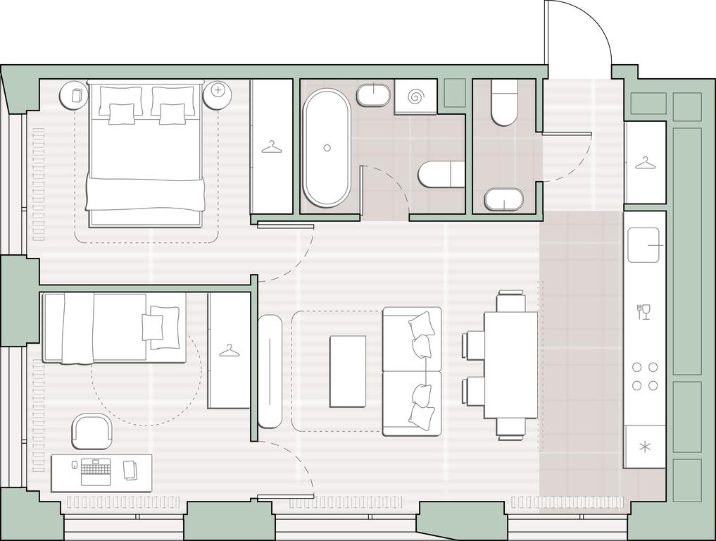 2-BD Apartment Sale, 53.3平方米 at Sreda na Lobachevskogo, Ochakovskoye Highway, Moscow, Russia #1