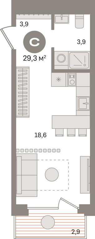 Apartment Sale, 29.3平方米 at Dom A, Dubininskaya Street, вл59к2, Moscow, Russia #1