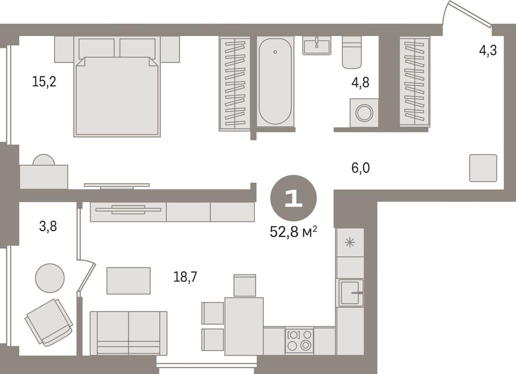 1-BD Apartment Sale, 52.7 sq. m. at Pervy kvartal, Kalinovaya ulitsa, derevnya Sapronovo, Leninskiy City District, Moscow Region, Russia #1 1-BD Apartment Sale, 52.7 sq. m. at Pervy kvartal, Kalinovaya ulitsa, derevnya Sapronovo, Leninskiy City District, Moscow Region, Russia #1