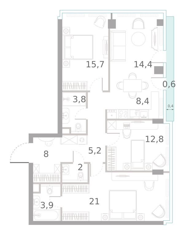 3-BD Apartment Sale, 95.8 sq. m. at River Park Towers, Kutuzovsky Drive, 16с1, Moscow, Russia #1 3-BD Apartment Sale, 95.8 sq. m. at River Park Towers, Kutuzovsky Drive, 16с1, Moscow, Russia #1