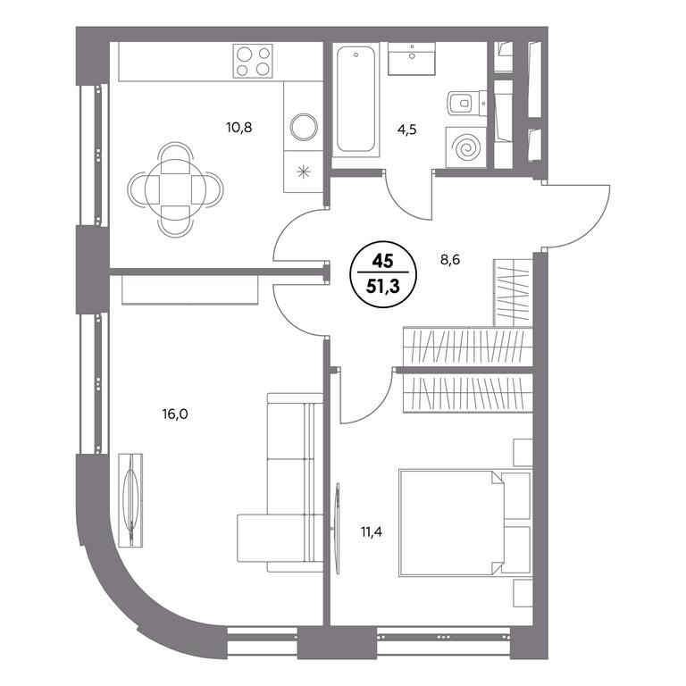 3-BD Apartment Sale, 51.3 sq. m. at Admiral, Shosseynaya Street, 4А, Moscow, Russia #1 3-BD Apartment Sale, 51.3 sq. m. at Admiral, Shosseynaya Street, 4А, Moscow, Russia #1