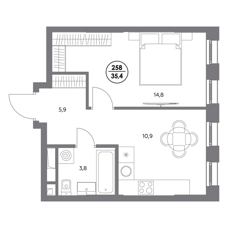 2-BD Apartment Sale, 35.4平方米 at Admiral, Shosseynaya Street, 4А, Moscow, Russia #1 2-BD Apartment Sale, 35.4平方米 at Admiral, Shosseynaya Street, 4А, Moscow, Russia #1