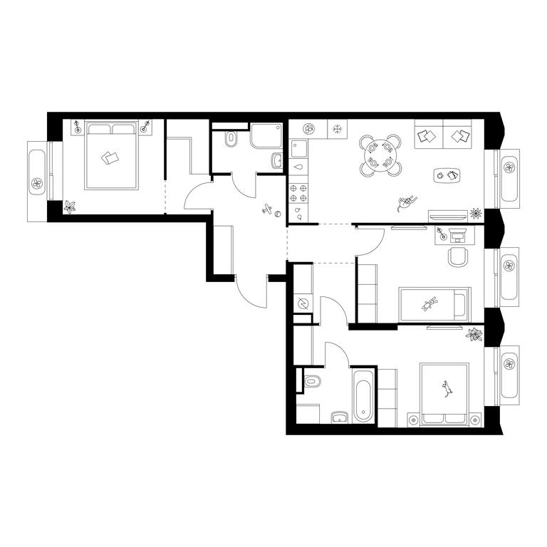 3-BD Apartment Sale, 75.5 sq. m. at Salarevo Park, Salaryevskaya Street, 8к1, Moskovskiy Settlement, Moscow, Russia #2