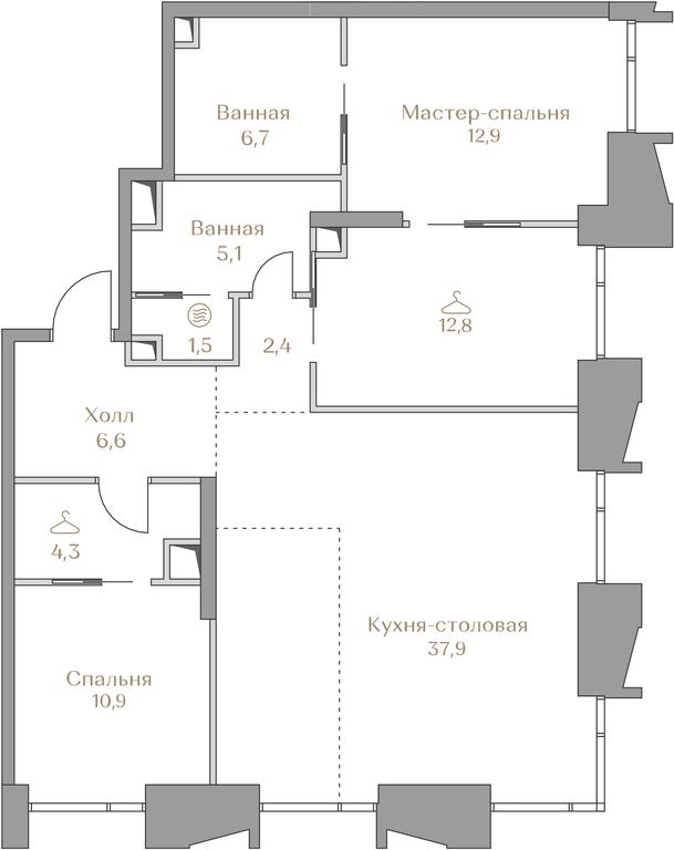 2-BD Apartment Sale, 101.1平方米 at Luzhniki Collection, Luzhnetskaya Embankment, 2/4с17, Moscow, Russia #2 2-BD Apartment Sale, 101.1平方米 at Luzhniki Collection, Luzhnetskaya Embankment, 2/4с17, Moscow, Russia #2