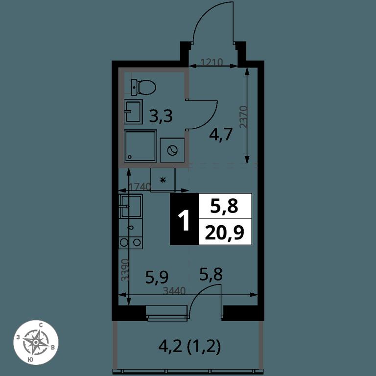 Apartment Sale, 20.9 sq. m. at 1 Yasenevskij, Kvartal № 24, Mosrentgen Settlement, Moscow, Russia #1 Apartment Sale, 20.9 sq. m. at 1 Yasenevskij, Kvartal № 24, Mosrentgen Settlement, Moscow, Russia #1