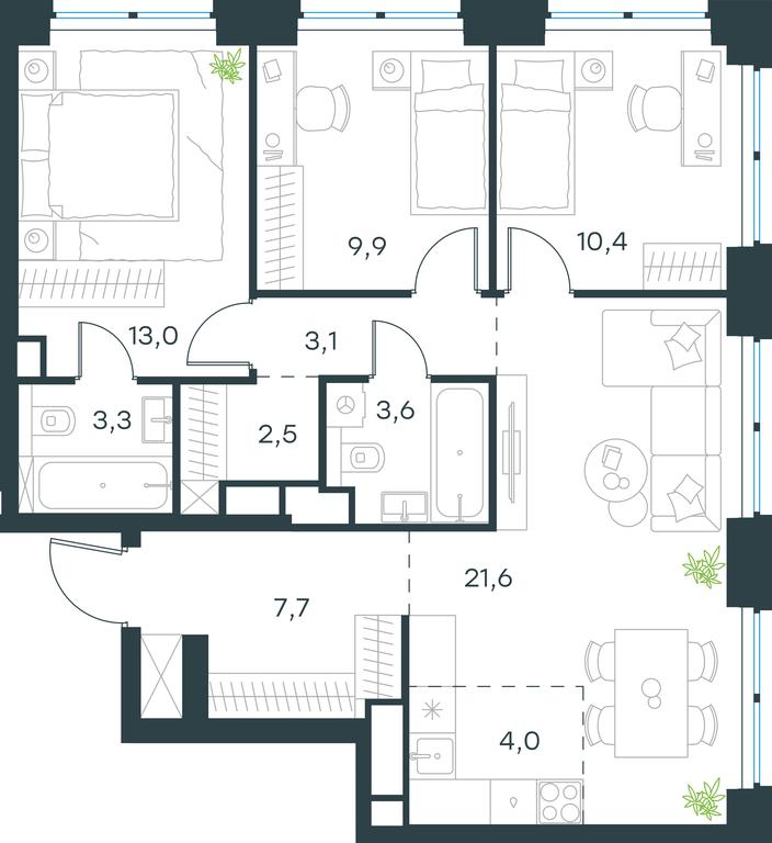 3-BD Apartment Sale, 79.1 sq. m. at Level Zvenigorodskaya, 3rd Silikatny Drive, 6к1, Moscow, Russia #1 3-BD Apartment Sale, 79.1 sq. m. at Level Zvenigorodskaya, 3rd Silikatny Drive, 6к1, Moscow, Russia #1