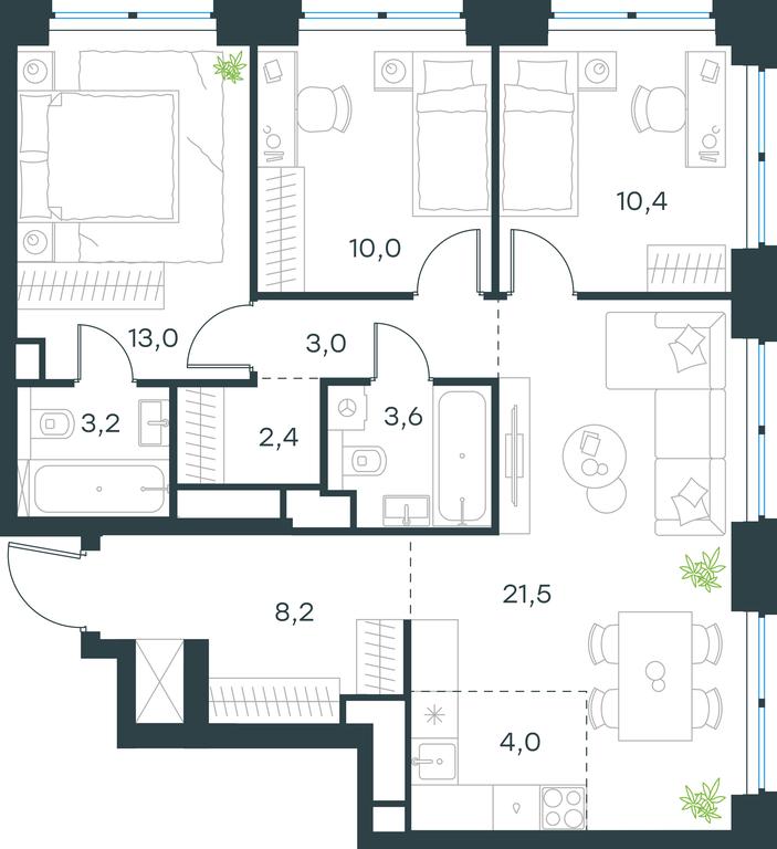 Продажа 3-комн. квартиры, 79,3 м² в ЖК «Левел Звенигородская (Level Звенигородская)», 3-й Силикатный проезд, 6к1, Москва, Россия #1 Продажа 3-комн. квартиры, 79,3 м² в ЖК «Левел Звенигородская (Level Звенигородская)», 3-й Силикатный проезд, 6к1, Москва, Россия #1