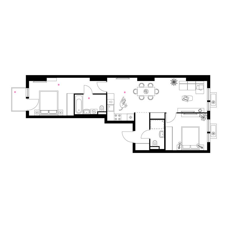2-BD Apartment Sale, 66.1 sq. m. at Belaya Dacha Park, mikrorayon Parkovy, 1, Kotelniki, Moscow Region, Russia #1
