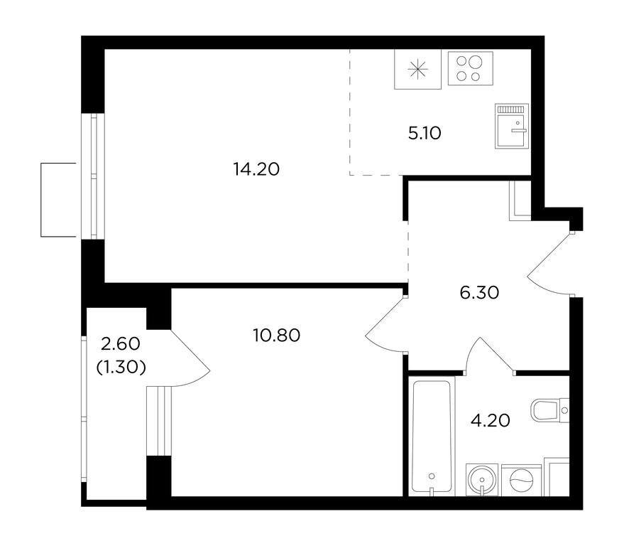 1-BD Apartment Sale, 42.1 sq. m. at Milovidnoe, zhiloy kompleks Milovidnoye, Settlement of Razvilka, Leninskiy City District, Moscow Region, Russia #1