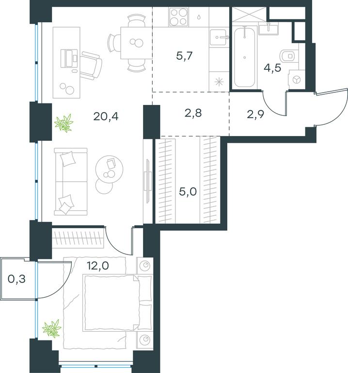 1-BD Apartment Sale, 53.6平方米 at Level Zvenigorodskaya, 3rd Silikatny Drive, 6к1, Moscow, Russia #1 1-BD Apartment Sale, 53.6平方米 at Level Zvenigorodskaya, 3rd Silikatny Drive, 6к1, Moscow, Russia #1