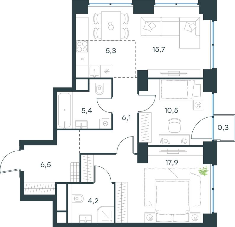 2-BD Apartment Sale, 71.9 sq. m. at Level Zvenigorodskaya, 3rd Silikatny Drive, 6к1, Moscow, Russia #1 2-BD Apartment Sale, 71.9 sq. m. at Level Zvenigorodskaya, 3rd Silikatny Drive, 6к1, Moscow, Russia #1