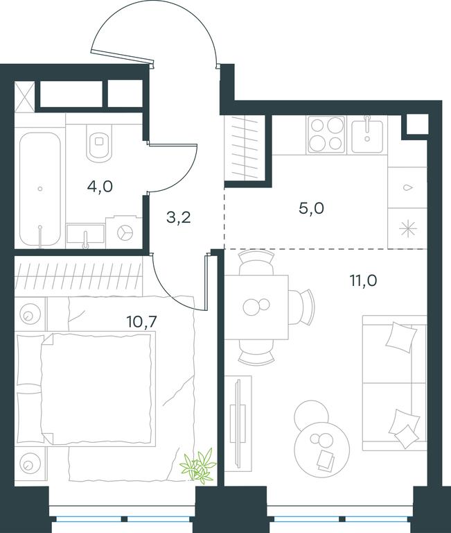 1-BD Apartment Sale, 33.9 sq. m. at Level Zvenigorodskaya, 3rd Silikatny Drive, 6к1, Moscow, Russia #1