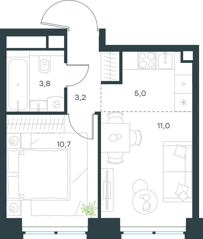 1-BD Apartment Sale, 33.7 sq. m. at Level Zvenigorodskaya, 3rd Silikatny Drive, 6к1, Moscow, Russia #1