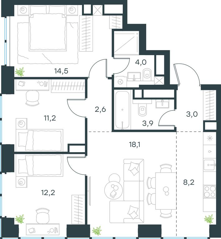 3-BD Apartment Sale, 77.7 sq. m. at Level Zvenigorodskaya, 3rd Silikatny Drive, 6к1, Moscow, Russia #1 3-BD Apartment Sale, 77.7 sq. m. at Level Zvenigorodskaya, 3rd Silikatny Drive, 6к1, Moscow, Russia #1