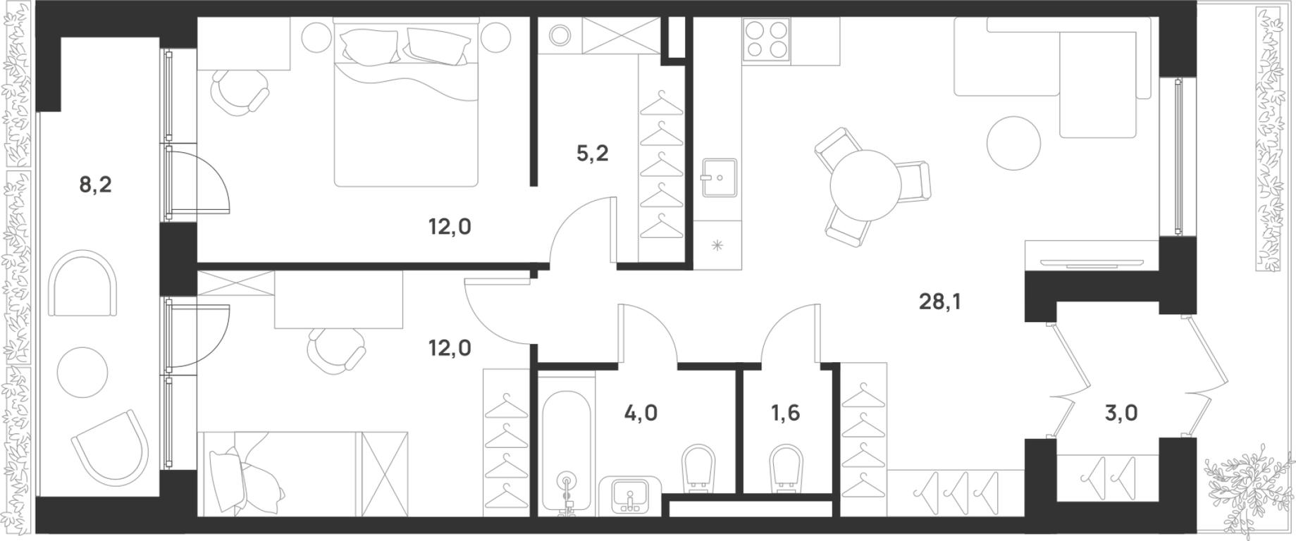2-BD Apartment Sale, 68.4平方米 at Газопровод, Sosenskoye Settlement, Moscow, Russia #1