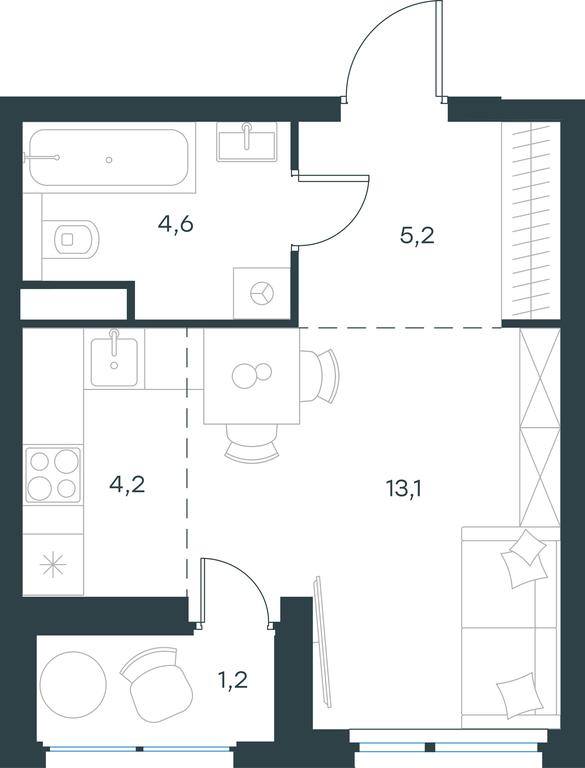 Apartment Sale, 28.3 sq. m. at Gorod V lesu, Gorod V Lesu Residential Complex, Village of Otradnoye, Krasnogorsk Urban District, Moscow Region, Russia #2