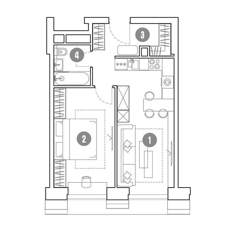 1-BD Apartment Sale, 45.7 sq. m. at Mirapolis, Mira Avenue, 222Ас9, Moscow, Russia #1
