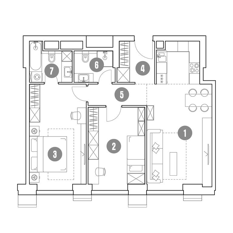 2-BD Apartment Sale, 78.4 sq. m. at Mirapolis, Mira Avenue, 222Ас9, Moscow, Russia #1