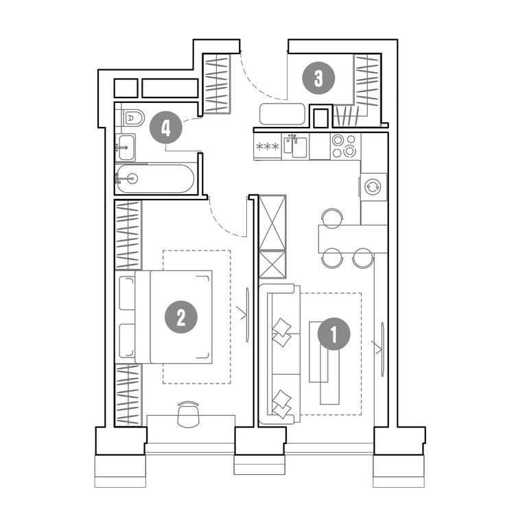 1-BD Apartment Sale, 45.1 sq. m. at Mirapolis, Mira Avenue, 222Ас9, Moscow, Russia #1