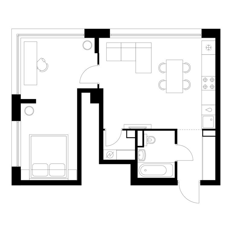 1-BD Apartment Sale, 49.5平方米 at Kutuzovskiy Kvartal, Ivana Franko Street, 20к1, Moscow, Russia #2