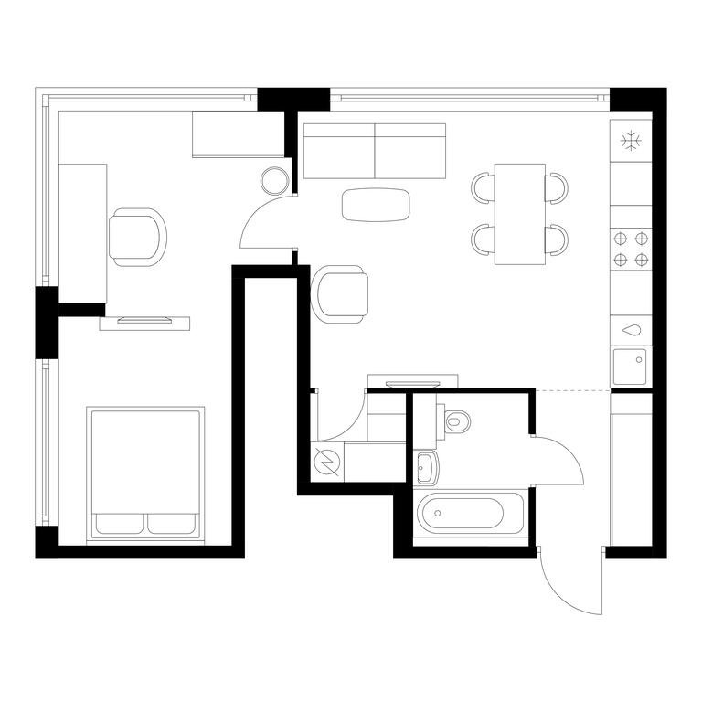 1-BD Apartment Sale, 49.5平方米 at Kutuzovskiy Kvartal, Ivana Franko Street, 20к1, Moscow, Russia #1