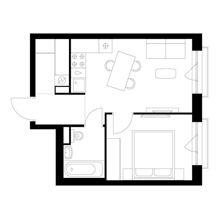 1-BD Apartment Sale, 34.5 sq. m. at Kutuzovskiy Kvartal, Ivana Franko Street, 20к1, Moscow, Russia #1 1-BD Apartment Sale, 34.5 sq. m. at Kutuzovskiy Kvartal, Ivana Franko Street, 20к1, Moscow, Russia #1
