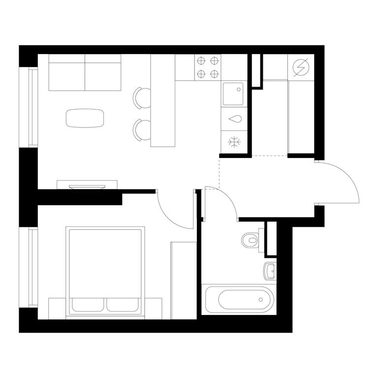 1-BD Apartment Sale, 33.5 sq. m. at Kutuzovskiy Kvartal, Ivana Franko Street, 20к1, Moscow, Russia #1