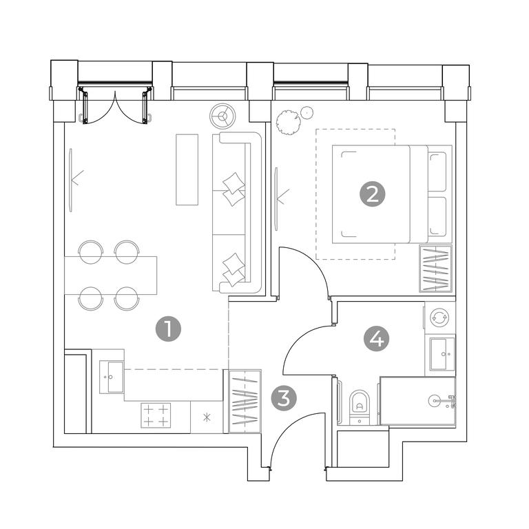 1-BD Apartment Sale, 42.5 sq. m. at Emotion, 2nd Silikatny Drive, 8, Moscow, Russia #1