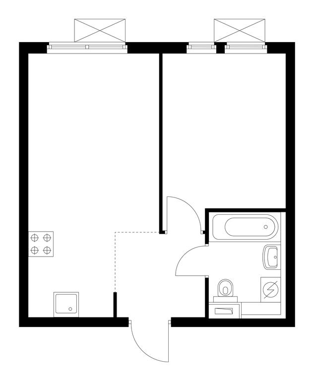 1-BD Apartment Sale, 35.4 sq. m. at Vtoroy Nagatinskiy, 2nd Nagatinsky Drive, 2к1, Moscow, Russia #1