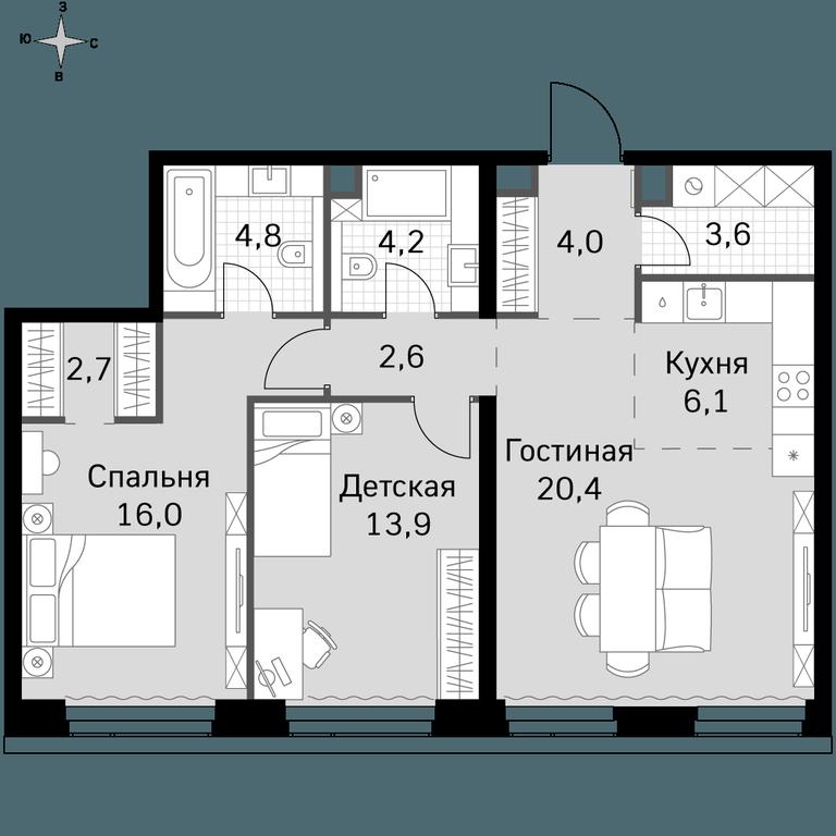 3-BD Apartment Sale, 78.3平方米 at Amber City, 3rd Khoroshyovsky Drive, 3А, Moscow, Russia #1 3-BD Apartment Sale, 78.3平方米 at Amber City, 3rd Khoroshyovsky Drive, 3А, Moscow, Russia #1