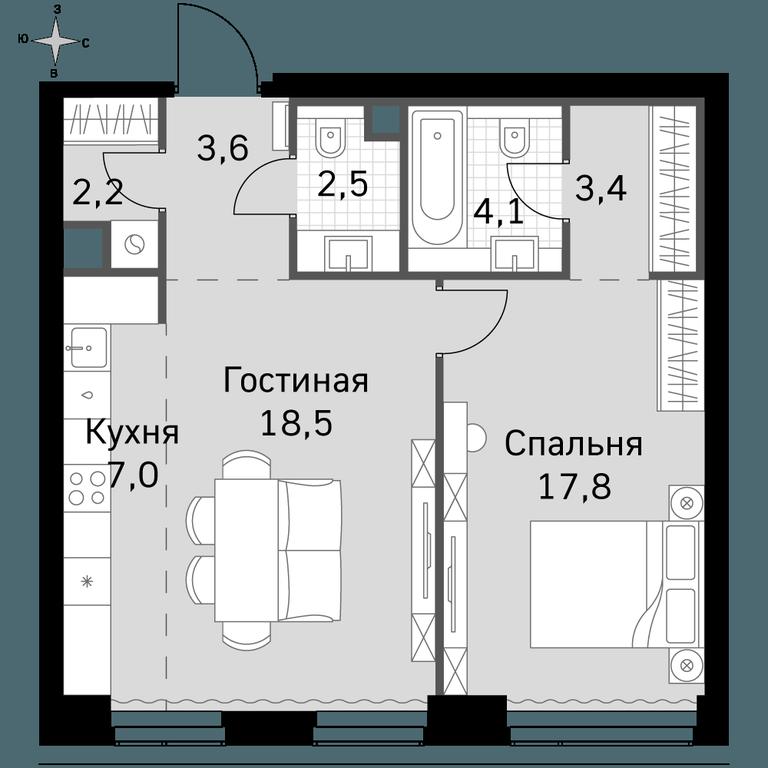 2-BD Apartment Sale, 59.1 sq. m. at Amber City, 3rd Khoroshyovsky Drive, 3А, Moscow, Russia #1 2-BD Apartment Sale, 59.1 sq. m. at Amber City, 3rd Khoroshyovsky Drive, 3А, Moscow, Russia #1