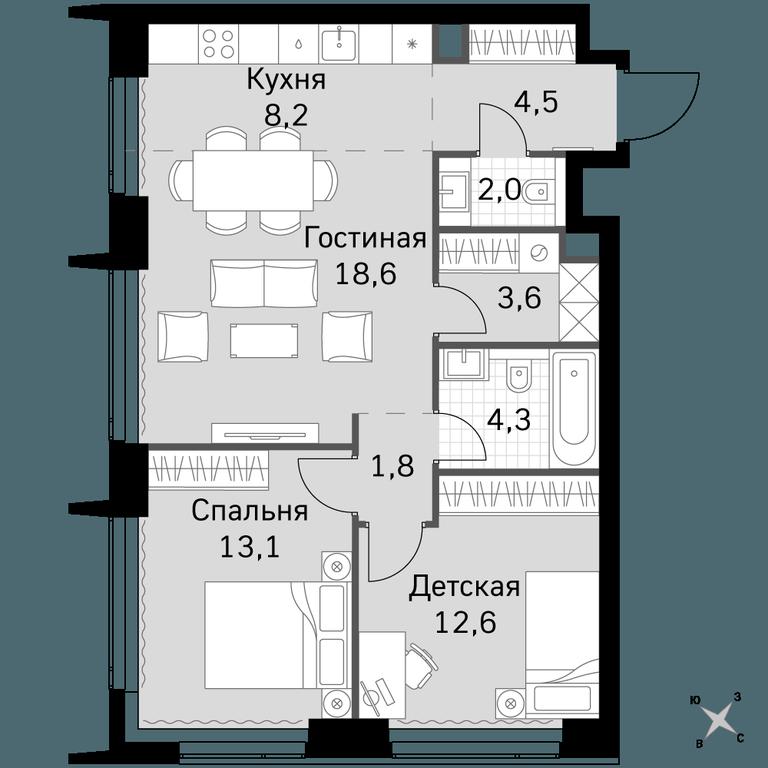 3-BD Apartment Sale, 68.7 sq. m. at Amber City, 3rd Khoroshyovsky Drive, 3А, Moscow, Russia #1 3-BD Apartment Sale, 68.7 sq. m. at Amber City, 3rd Khoroshyovsky Drive, 3А, Moscow, Russia #1