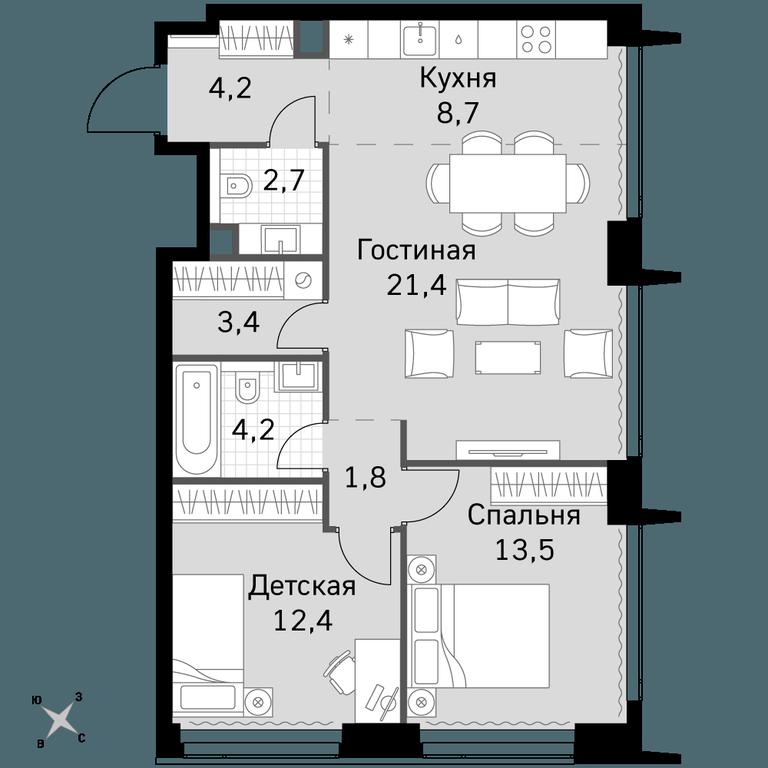 3-BD Apartment Sale, 72.3 sq. m. at Amber City, 3rd Khoroshyovsky Drive, 3А, Moscow, Russia #1 3-BD Apartment Sale, 72.3 sq. m. at Amber City, 3rd Khoroshyovsky Drive, 3А, Moscow, Russia #1