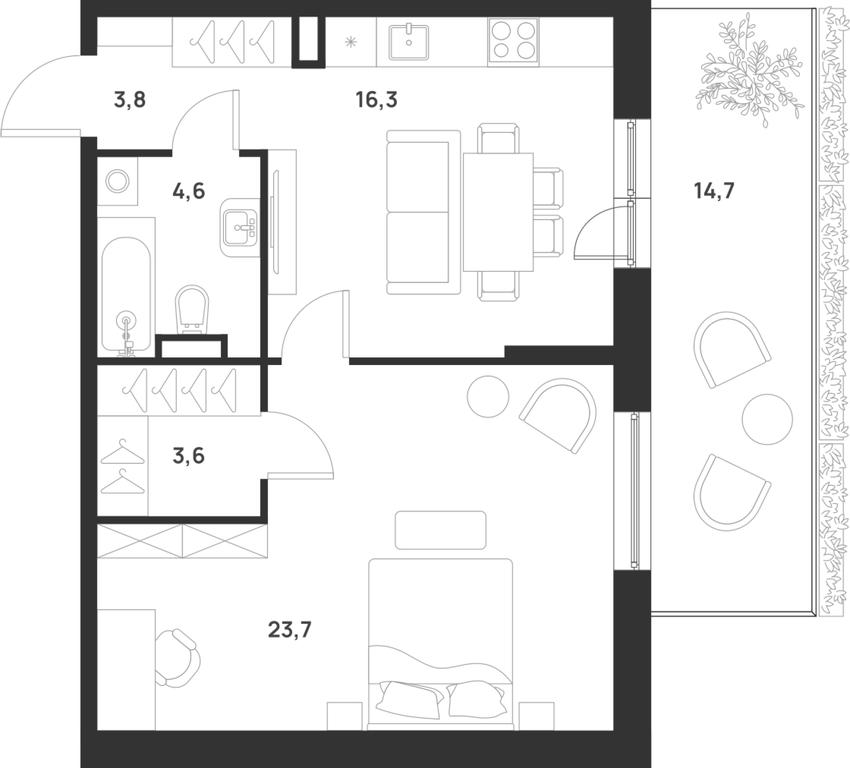 1-BD Apartment Sale, 56.4平方米 at Газопровод, Sosenskoye Settlement, Moscow, Russia #1 1-BD Apartment Sale, 56.4平方米 at Газопровод, Sosenskoye Settlement, Moscow, Russia #1