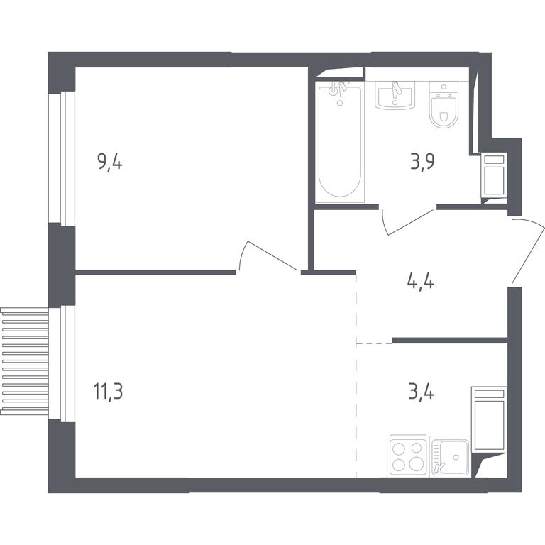 Apartment Sale, 31.9 sq. m. at Mytishchi Park, Silikatnaya ulitsa, 41к3, Mytischi, Moscow Region, Russia #1