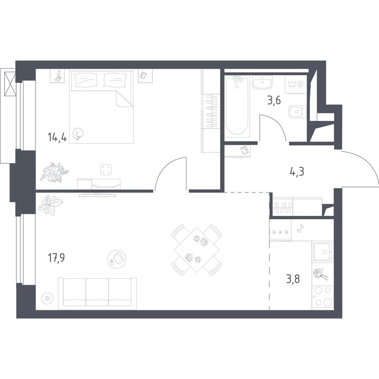 Apartment Sale, 43.91平方米 at Vereiskaya 41, Vereyskaya Street, 41, Moscow, Russia #2 Apartment Sale, 43.91平方米 at Vereiskaya 41, Vereyskaya Street, 41, Moscow, Russia #2