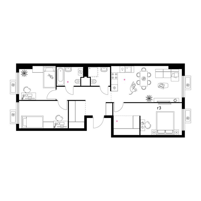 3-BD Apartment Sale, 79.2 sq. m. at Belaya Dacha Park, mikrorayon Parkovy, 1, Kotelniki, Moscow Region, Russia #1