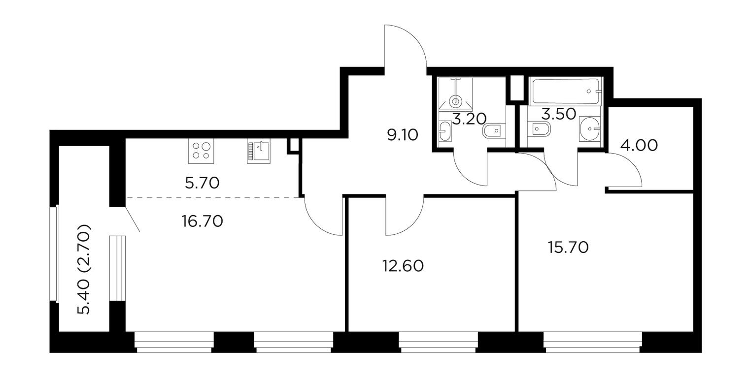 2-BD Apartment Sale, 73.2 sq. m. at Belyi Grad, Tsentralnaya Street, 1, Mytischi, Moscow Region, Russia #1