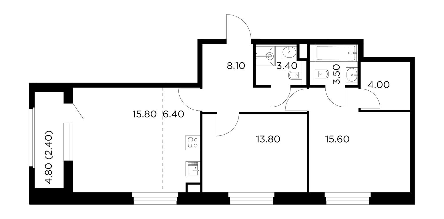 2-BD Apartment Sale, 73平方米 at Belyi Grad, Tsentralnaya Street, 1, Mytischi, Moscow Region, Russia #1 2-BD Apartment Sale, 73平方米 at Belyi Grad, Tsentralnaya Street, 1, Mytischi, Moscow Region, Russia #1