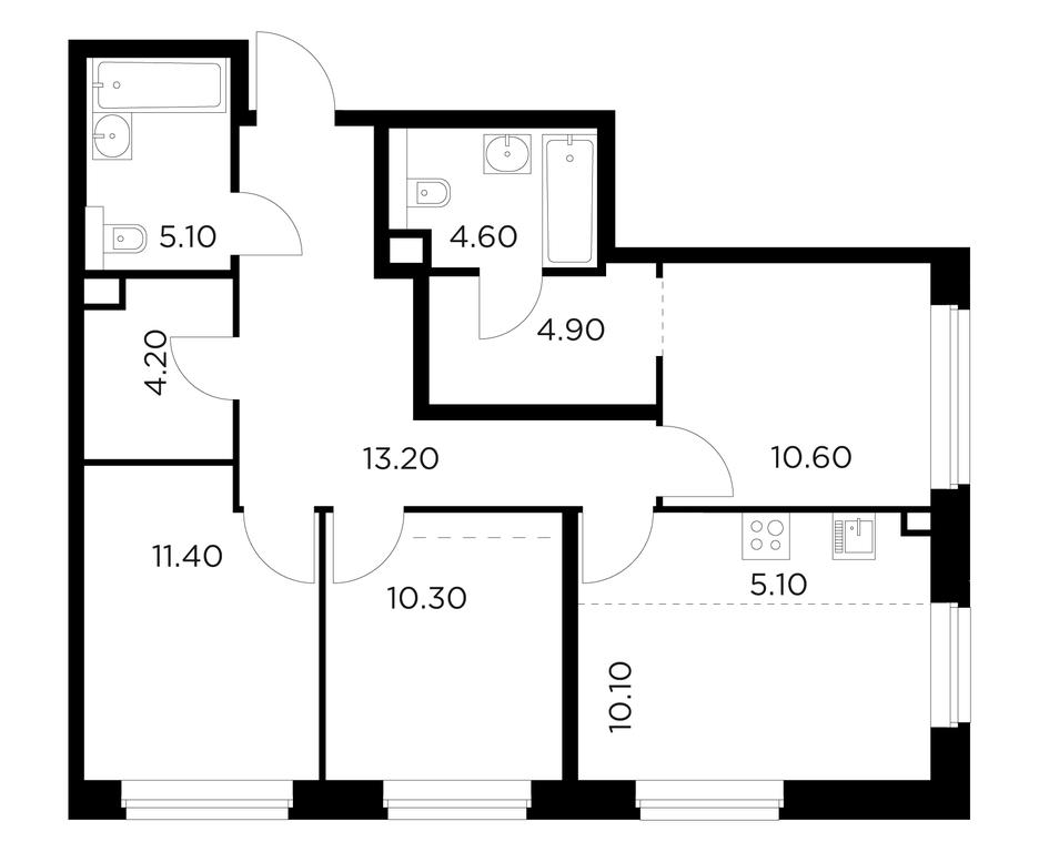 3-BD Apartment Sale, 79.5平方米 at Belyi Grad, Tsentralnaya Street, 1, Mytischi, Moscow Region, Russia #1 3-BD Apartment Sale, 79.5平方米 at Belyi Grad, Tsentralnaya Street, 1, Mytischi, Moscow Region, Russia #1