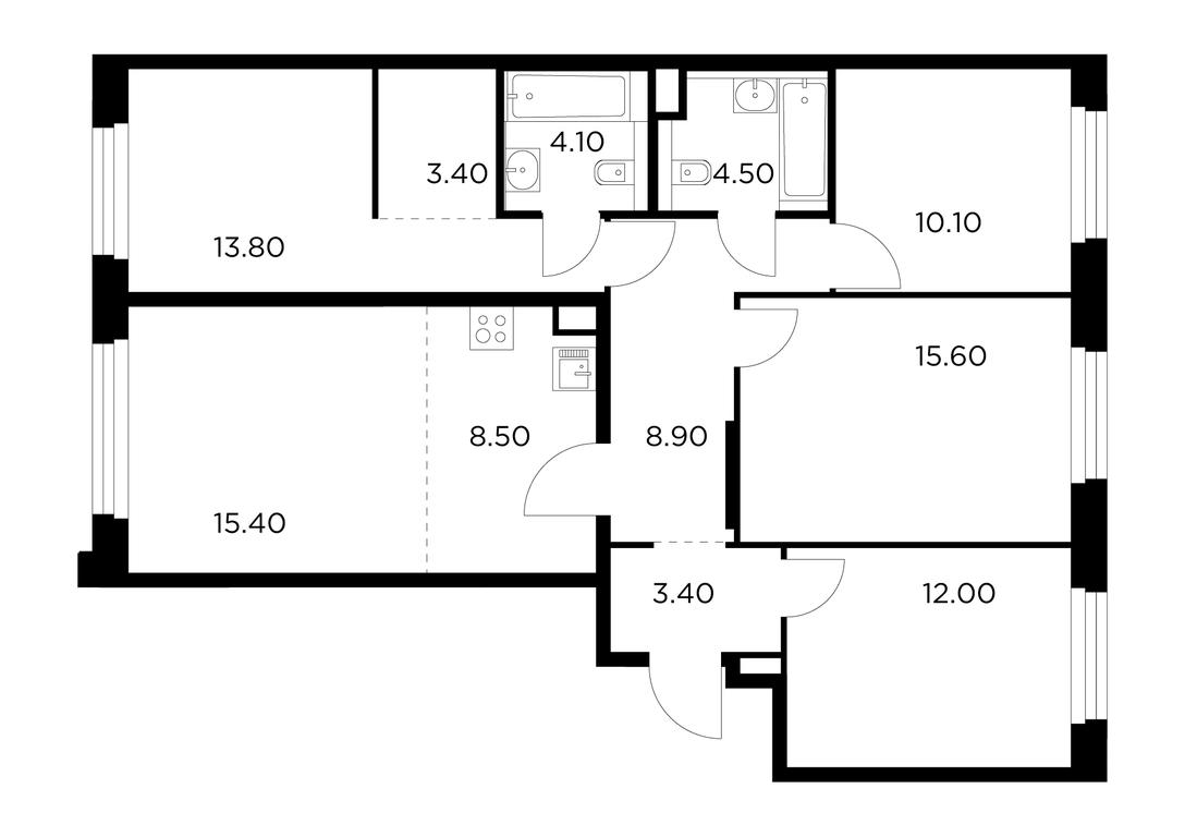 4-BD Apartment Sale, 99.7 sq. m. at Belyi Grad, Tsentralnaya Street, 1, Mytischi, Moscow Region, Russia #1 4-BD Apartment Sale, 99.7 sq. m. at Belyi Grad, Tsentralnaya Street, 1, Mytischi, Moscow Region, Russia #1