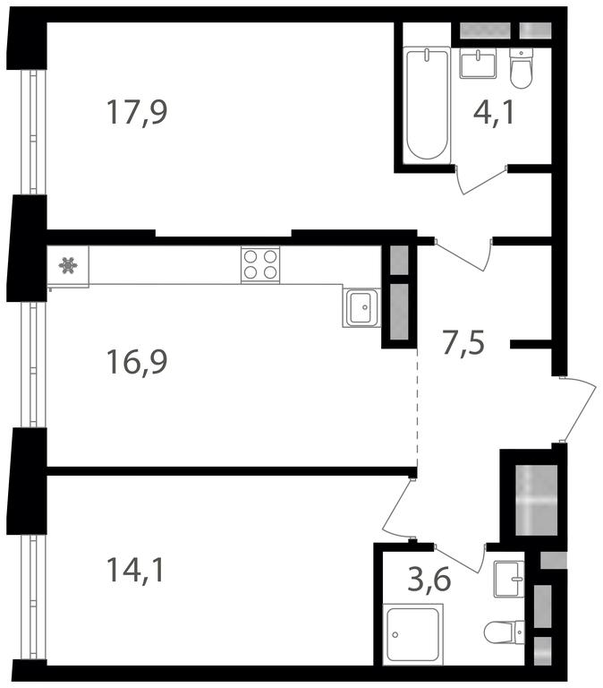 2-BD Apartment Sale, 64.1平方米 at Semenovskij Park 2, 1st Kirpichny Lane, 17А, Moscow, Russia #1 2-BD Apartment Sale, 64.1平方米 at Semenovskij Park 2, 1st Kirpichny Lane, 17А, Moscow, Russia #1