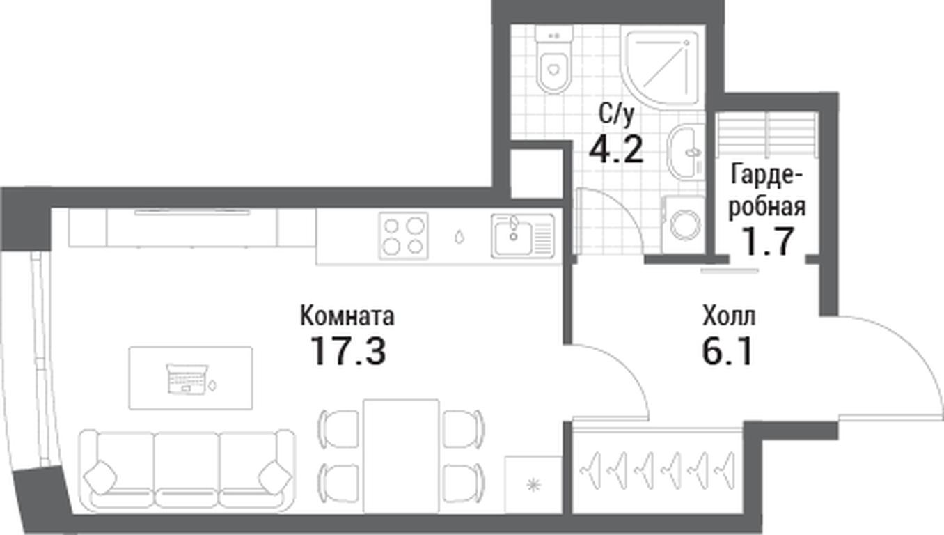 Apartment Sale, 29.3平方米 at Nagatino i-Land, Andropova Avenue, 18с4, Moscow, Russia #1 Apartment Sale, 29.3平方米 at Nagatino i-Land, Andropova Avenue, 18с4, Moscow, Russia #1