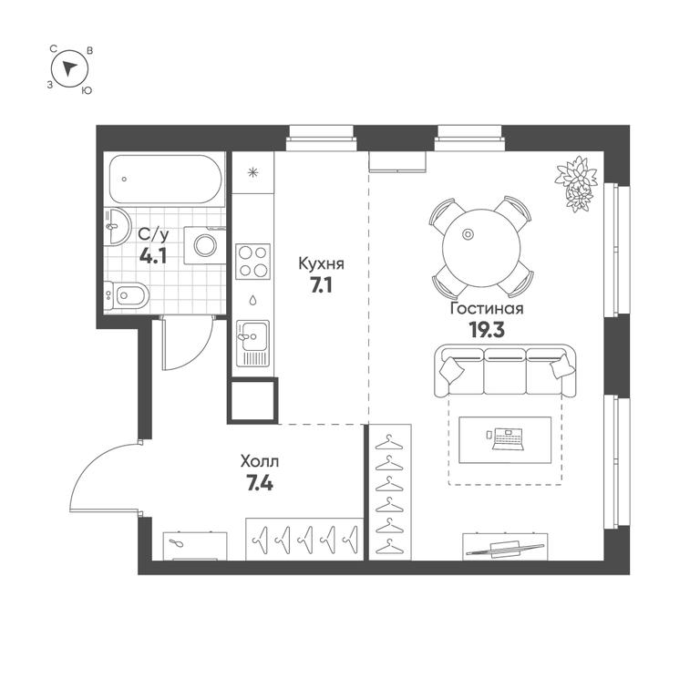 1-BD Apartment Sale, 37.9 sq. m. at Shagal, Автозаводская улица, 23, Москва, Россия #1 1-BD Apartment Sale, 37.9 sq. m. at Shagal, Автозаводская улица, 23, Москва, Россия #1