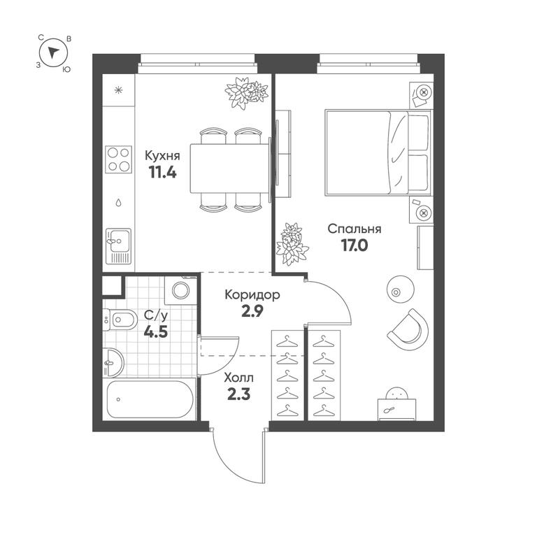 1-BD Apartment Sale, 38.1 sq. m. at Shagal, Автозаводская улица, 23, Москва, Россия #1