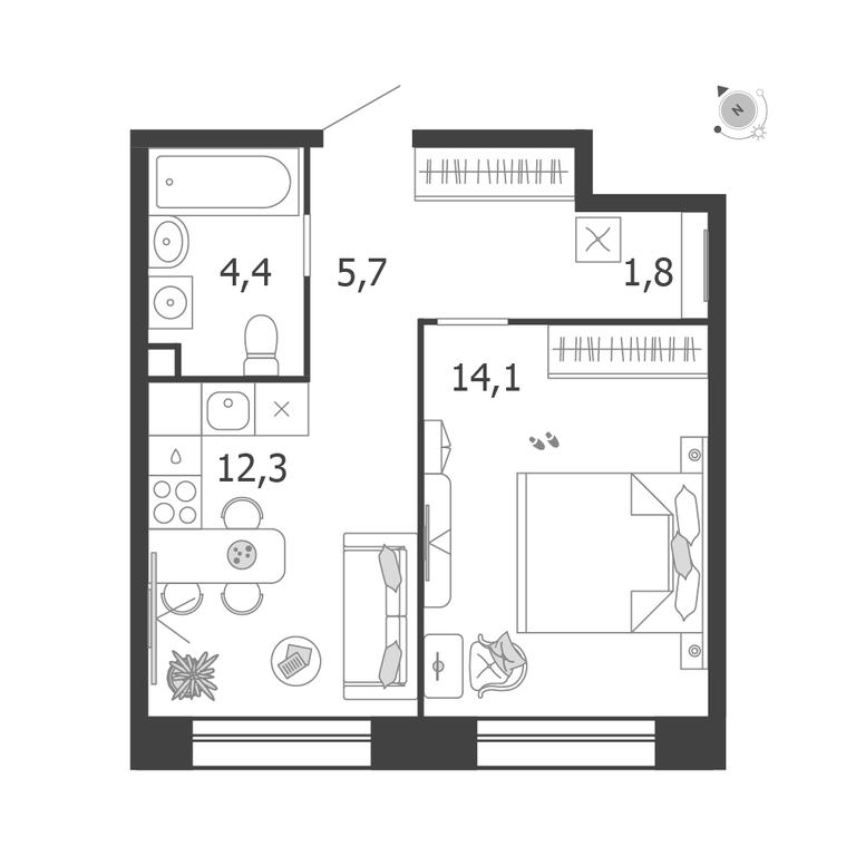 1-BD Apartment Sale, 38.3 sq. m. at Shagal, Автозаводская улица, 23, Москва, Россия #1