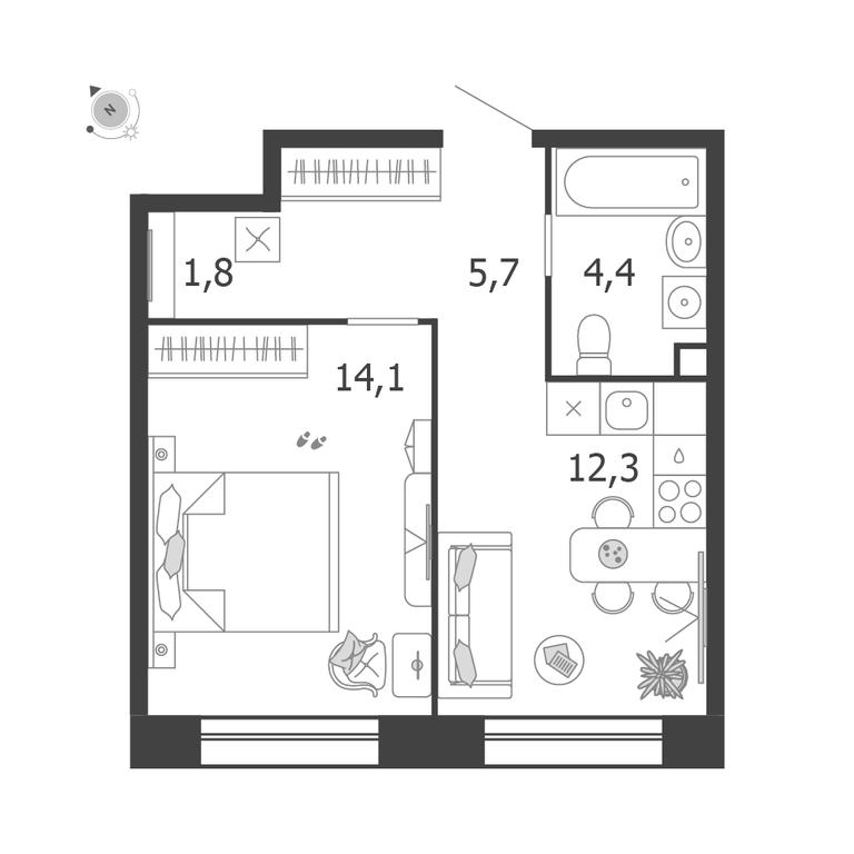 1-BD Apartment Sale, 38.3 sq. m. at Shagal, Автозаводская улица, 23, Москва, Россия #1