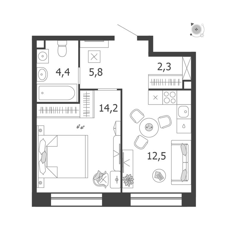 1-BD Apartment Sale, 39.2 sq. m. at Shagal, Автозаводская улица, 23, Москва, Россия #1
